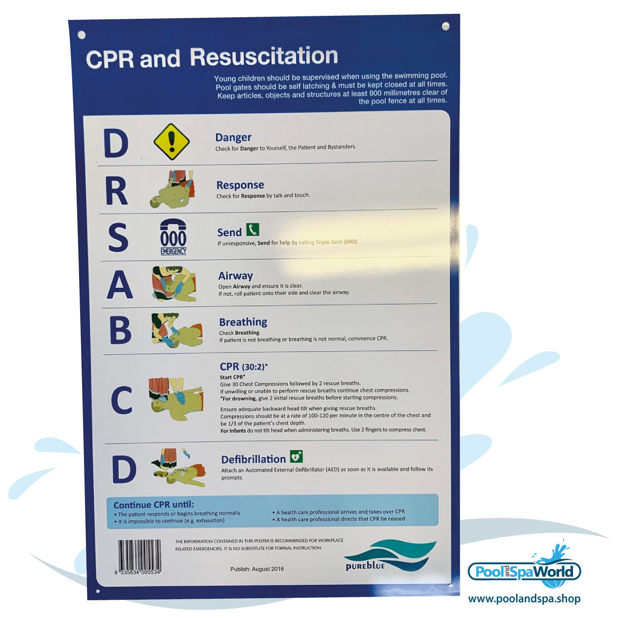 CPR and Resuscitation Chart Safety Sign â Pool & Spa World